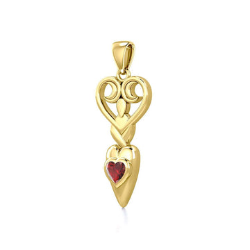 Goddess with Heart Gemstone 14K Solid Gold Pendant GPD5657 - Jewelry
